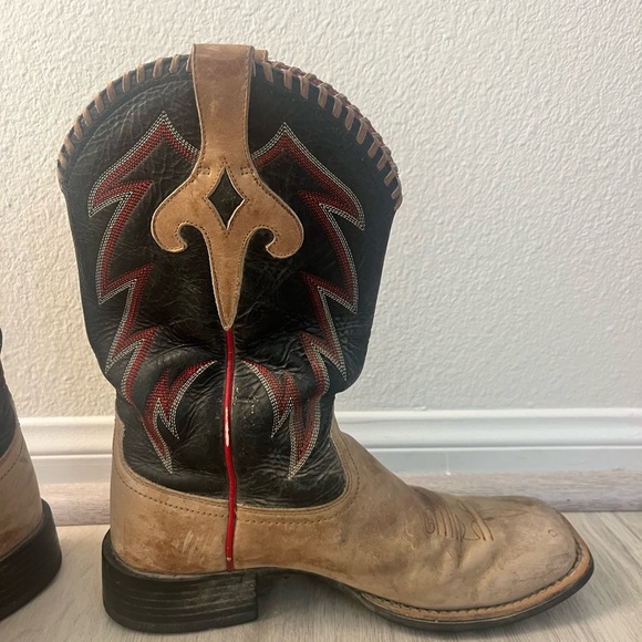 Ariat Cowgirl Cowboy boots size 7 B red, black, and brown boots western - Picture 1 of 12
